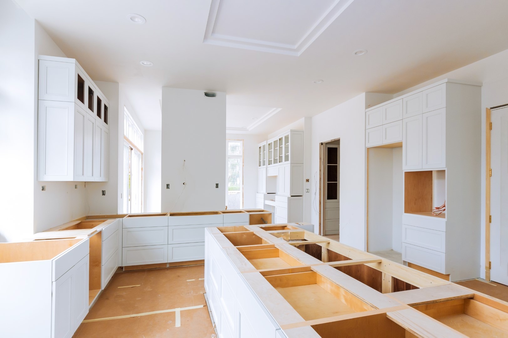 Photo of half finished kitchen construction